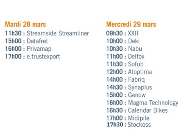Planning des pitchs